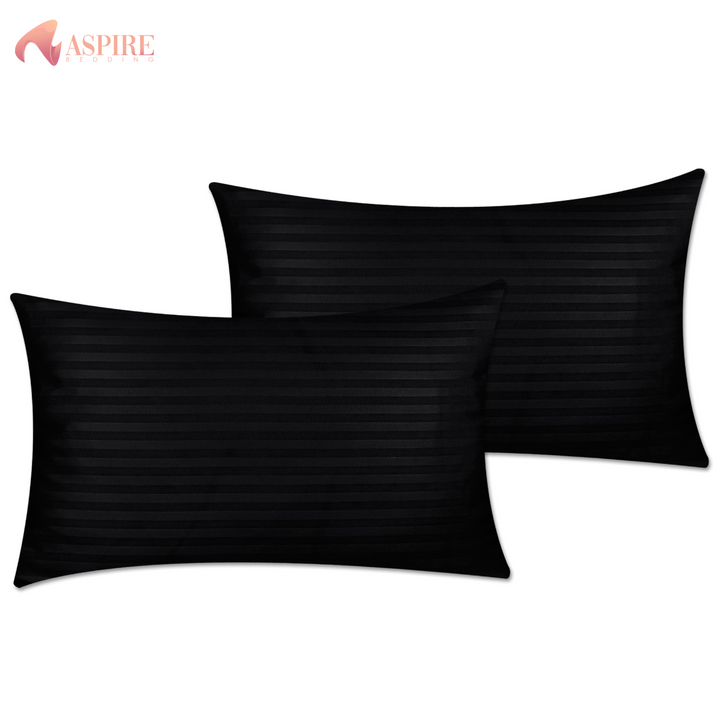 BLACK SATIN STRIPE PILLOW COVERS
