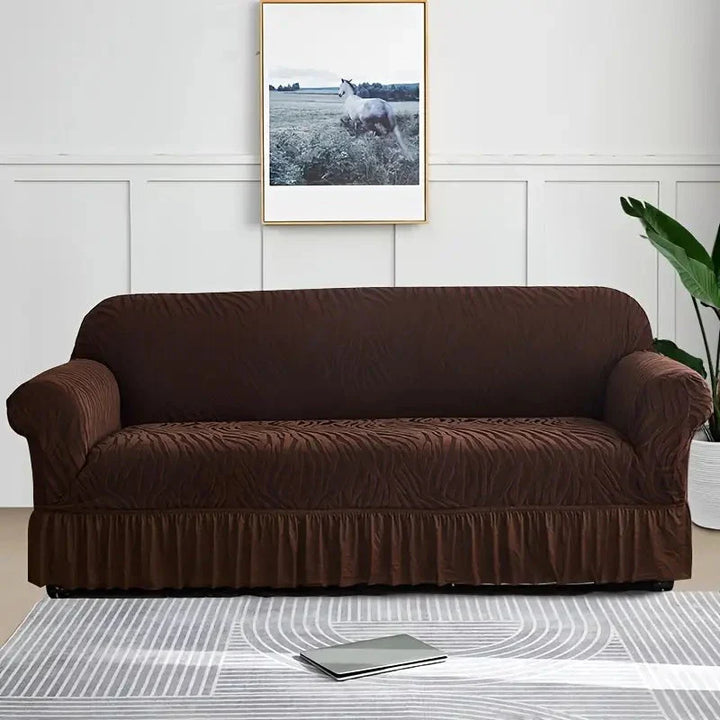 Zebra Velvet Dark Brown Sofa Cover
