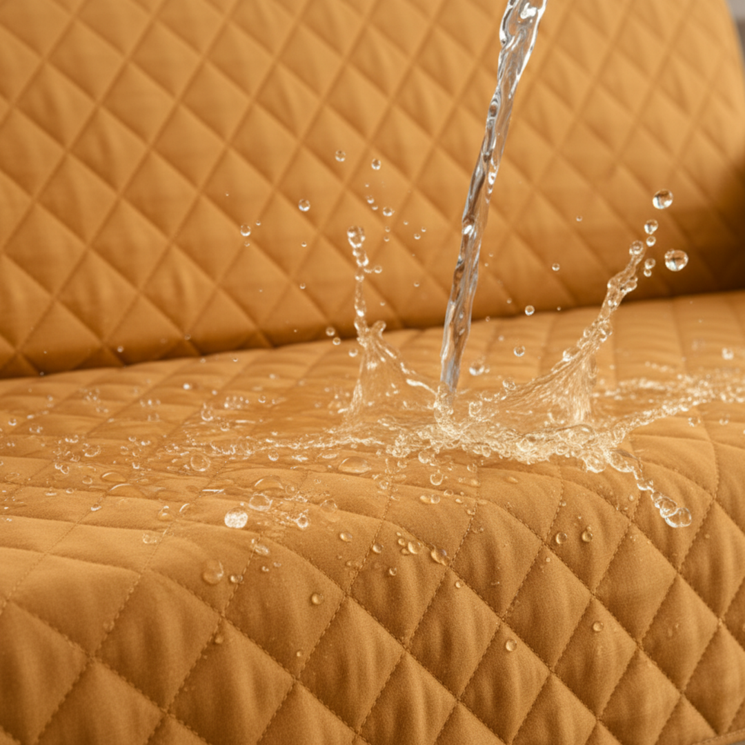 BEIGE WATERPROOF QUILTED SOFA COVER
