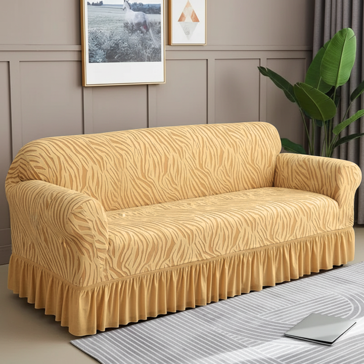 Zebra Velvet Skin Golden Sofa Cover