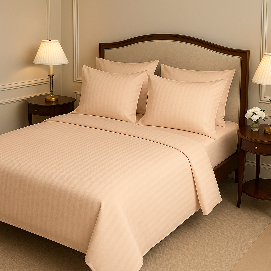 SKIN SATIN STRIPE BEDSHEET SET - 5 PCS