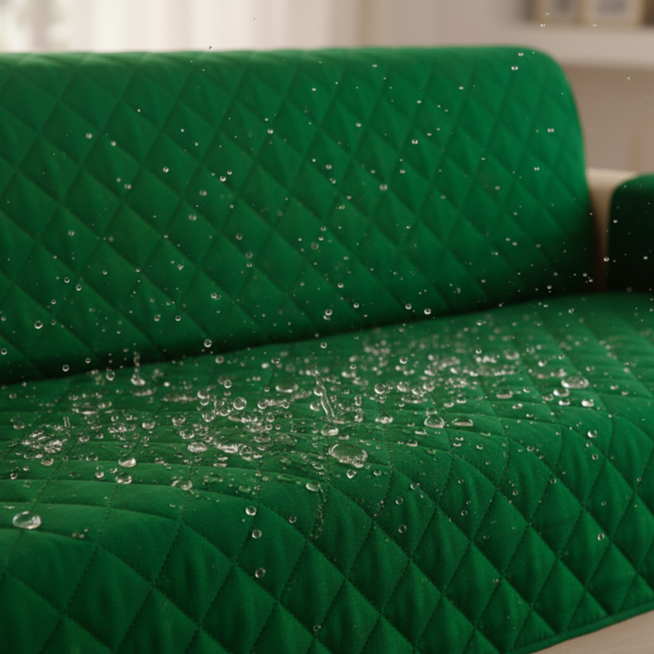 GREEN WATERPROOF QUILTED SOFA COVER