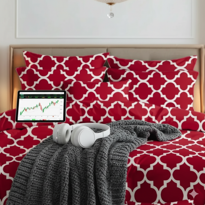 RED PENDORA DUVET COVERS  SET - 8 PCS (PREMIUM)