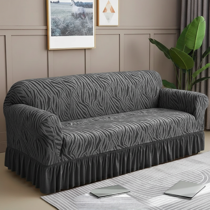 Zebra Velvet Grey Sofa Cover