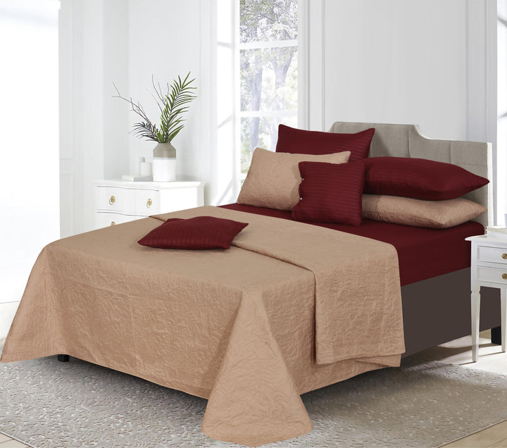 SKIN MAROON Winter Comforter Set- 8 Pcs