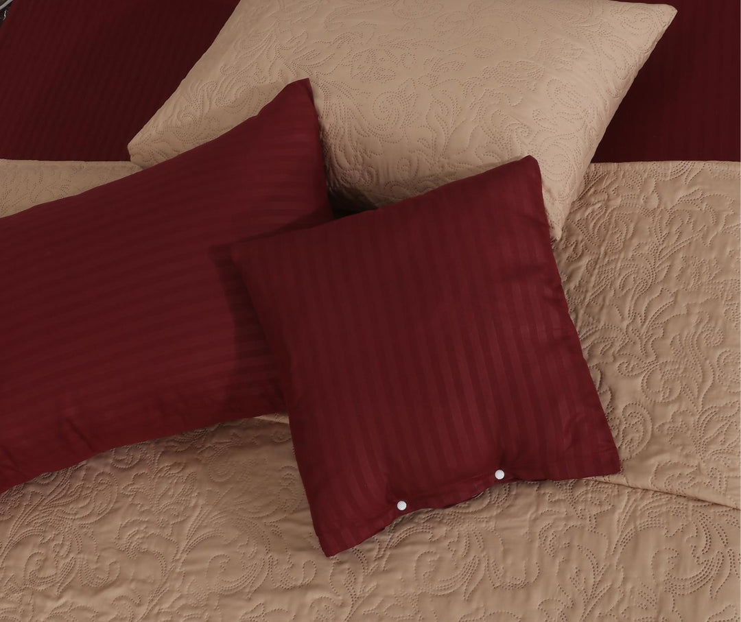 SKIN MAROON Winter Comforter Set- 8 Pcs