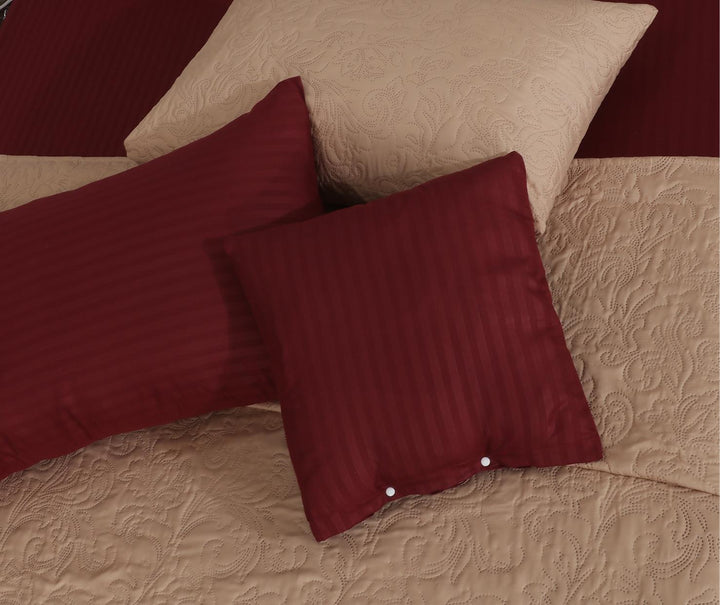 SKIN MAROON Winter Comforter Set- 8 Pcs