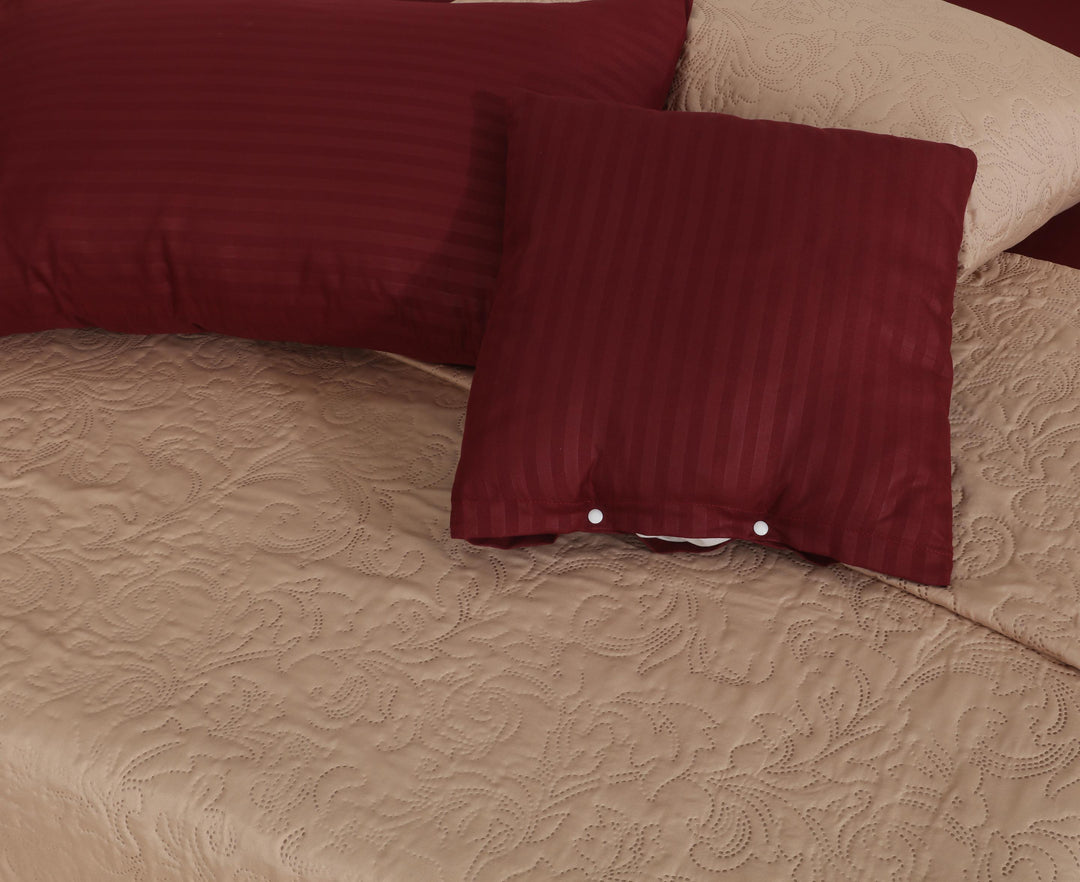 SKIN MAROON Winter Comforter Set- 8 Pcs
