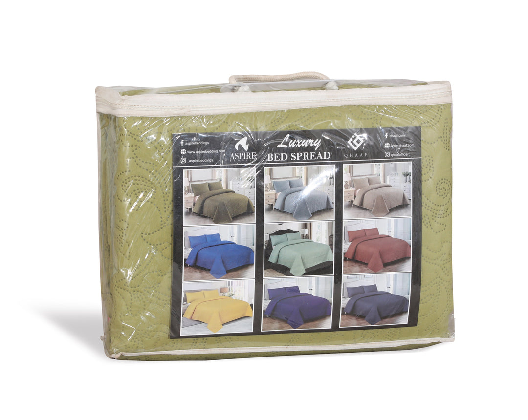 S.GREEN BEDSPREAD SET - 3 PCS (PREMIUM)