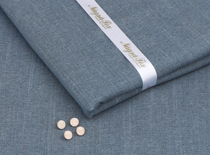 BLUE ROSHNI SUITING - (WASH AND WEAR)