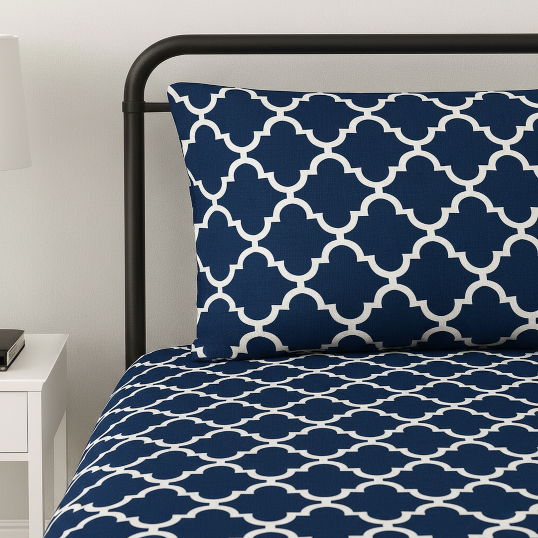 BLUE PENDORA SINGLE BEDSHEET SET
