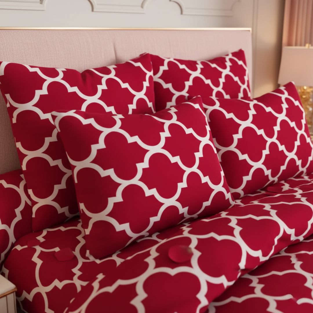 RED PENDORA Winter Comforter Set- 7 Pcs