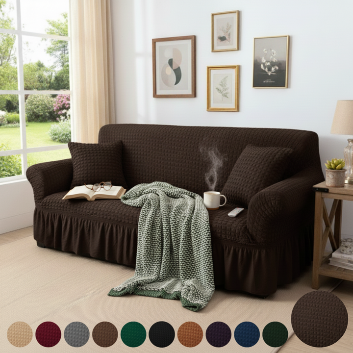 D.BROWN FITTED BUBBLE SOFA COVER