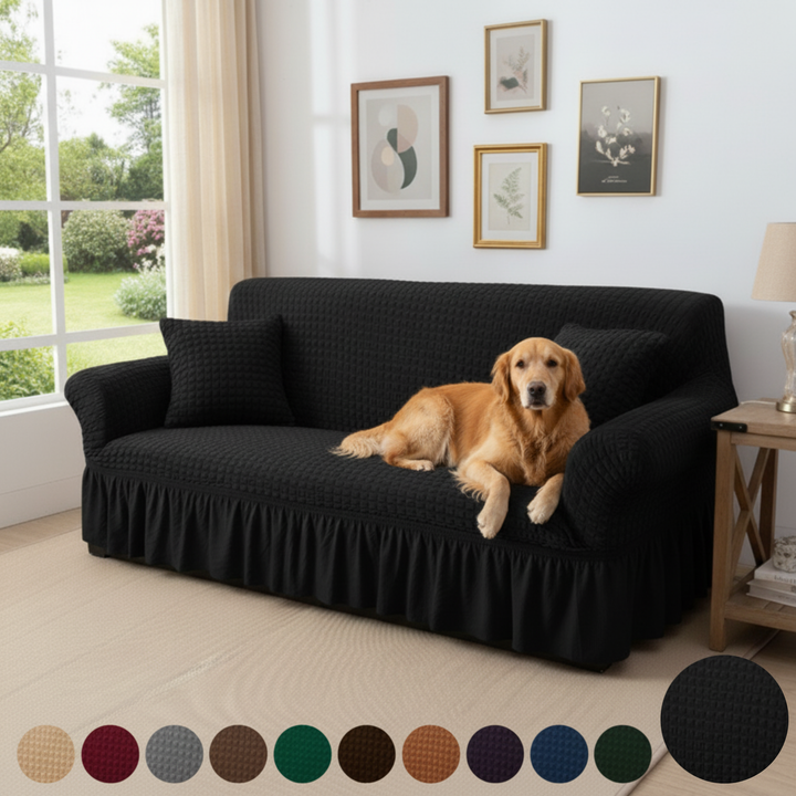 BLACK FITTED BUBBLE SOFA COVER