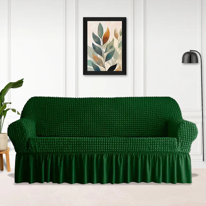 GREEN FITTED BUBBLE SOFA COVER