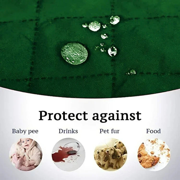 GREEN WATERPROOF QUILTED SOFA COVER