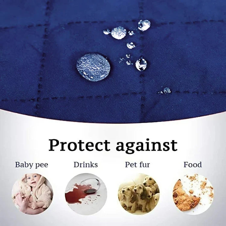 BLUE WATERPROOF QUILTED SOFA COVER