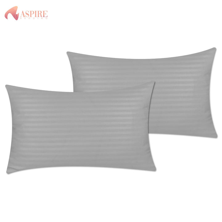SILVER SATIN STRIPE PILLOW COVERS