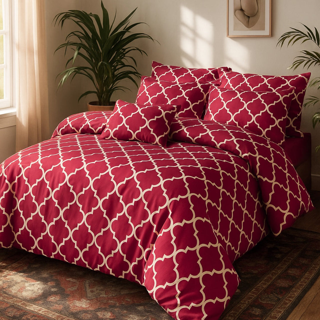 RED PENDORA Winter Comforter Set- 7 Pcs