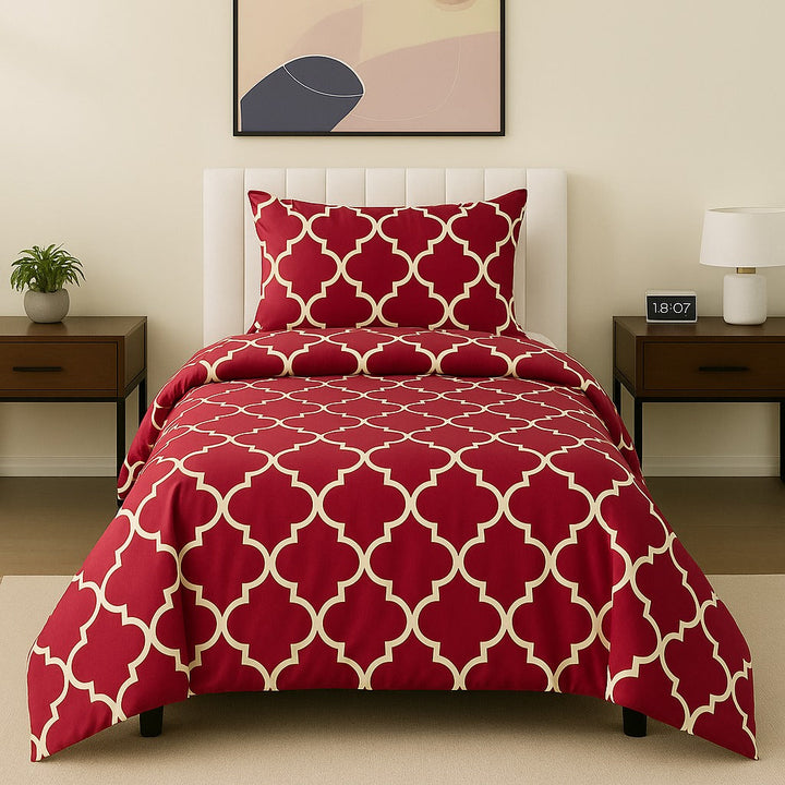 RED PENDORA SINGLE BEDSHEET SET