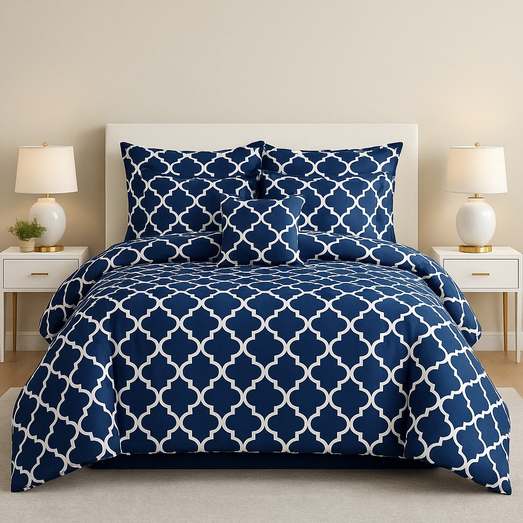Blue Pendora Winter Comforter Set- 7 Pcs