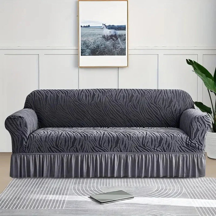 Zebra Velvet Grey Sofa Cover