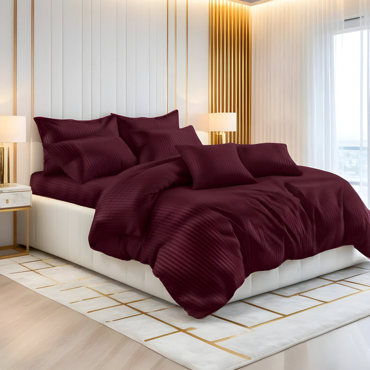 MAROON STRIPE  RAZAI SET - 8 PCS