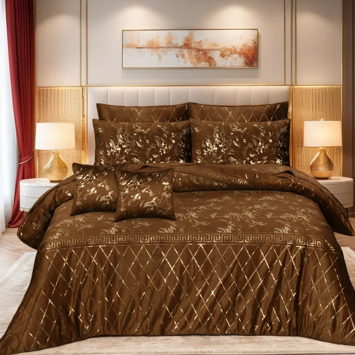 BROWN VELVET DUVET COVERS SET 8 PCS