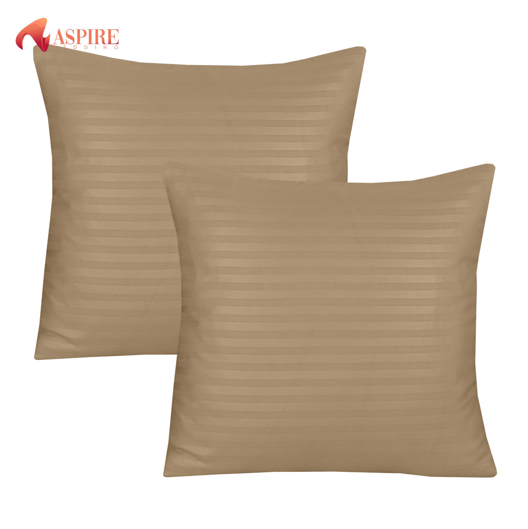 BEIGE SATIN STRIPE CUSHION COVER (PACK OF 2)