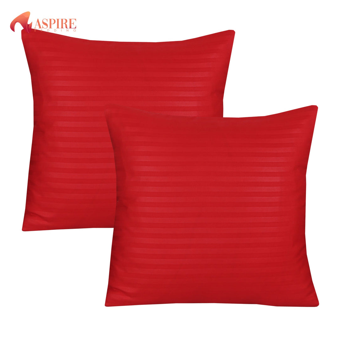 RED SATIN STRIPE CUSHION COVER (PACK OF 2)