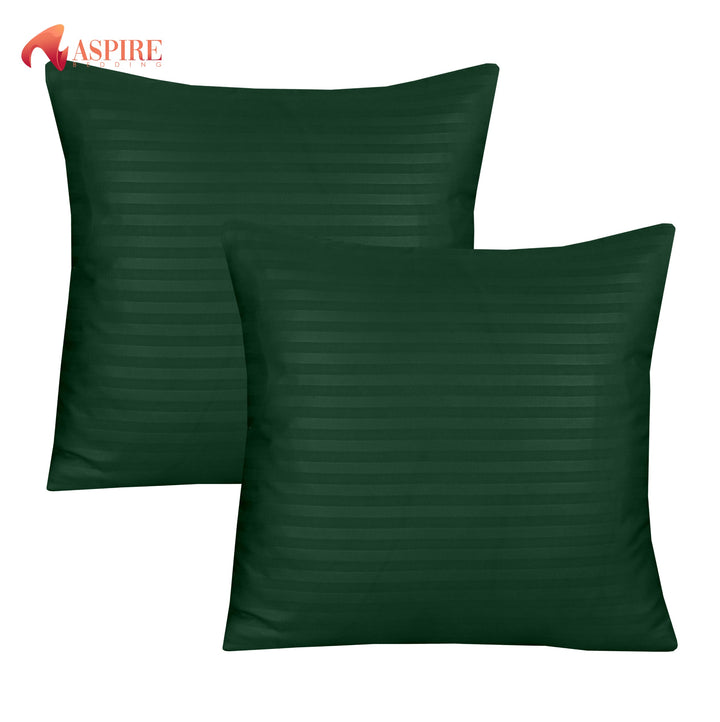 GREEN SATIN STRIPE CUSHION COVER (PACK OF 2)