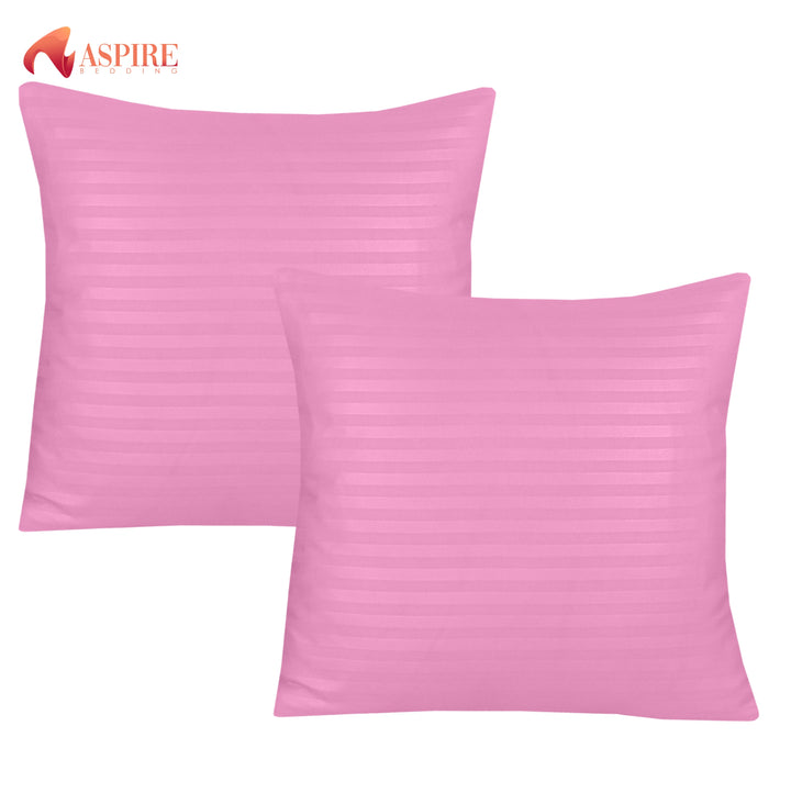PINK SATIN STRIPE CUSHION COVER (PACK OF 2)
