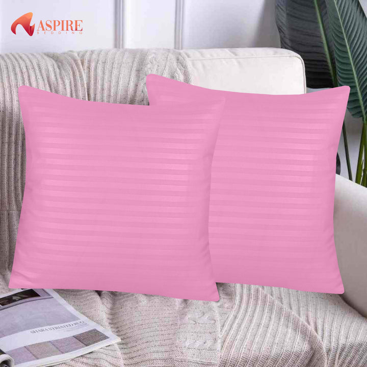 PINK SATIN STRIPE CUSHION COVER (PACK OF 2)