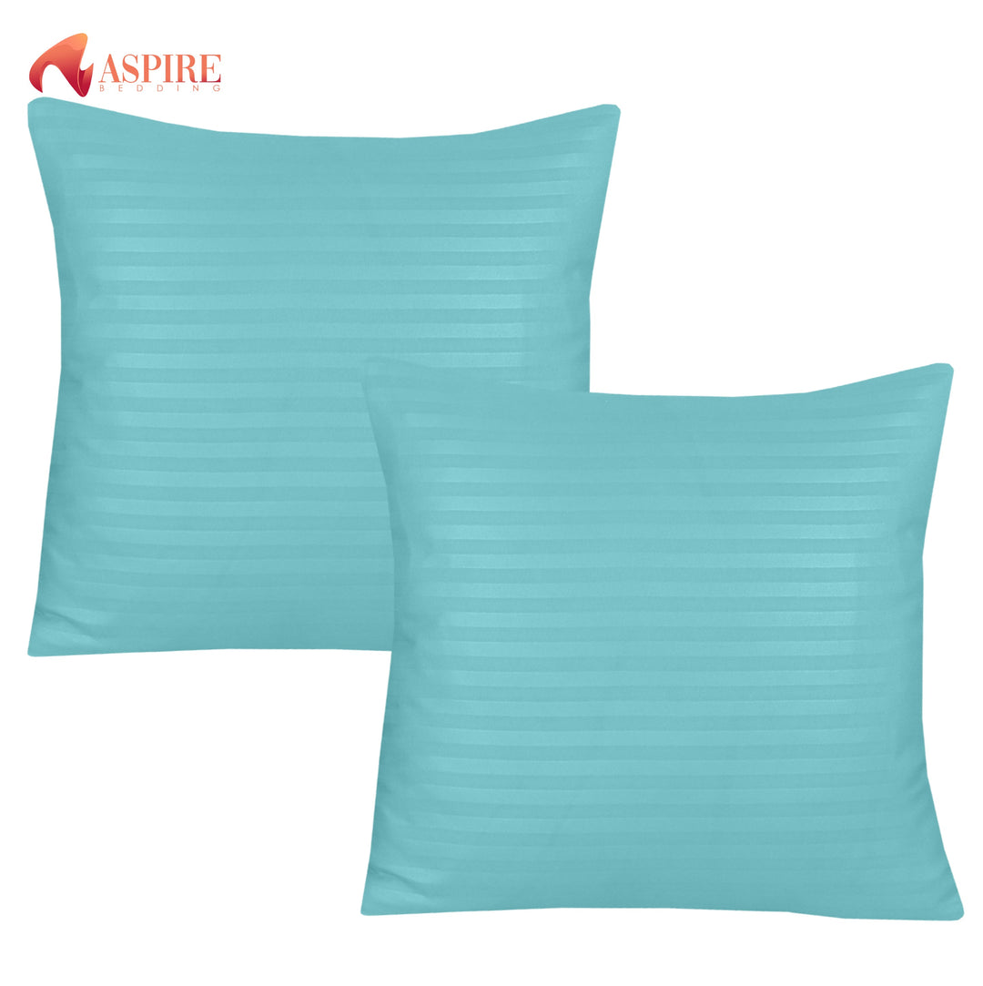 MINT SATIN STRIPE CUSHION COVER (PACK OF 2)