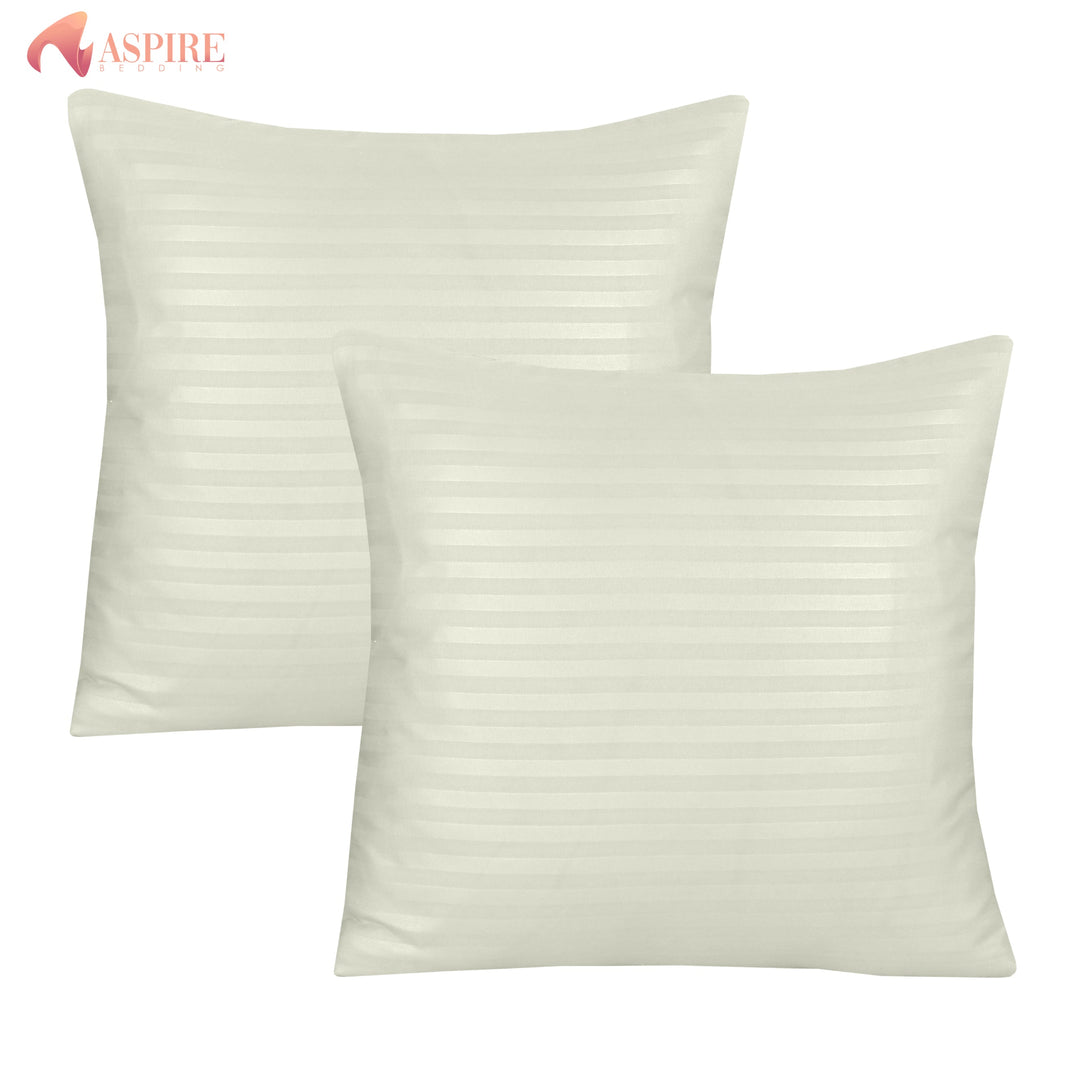 IVORY SATIN STRIPE CUSHION COVER (PACK OF 2)