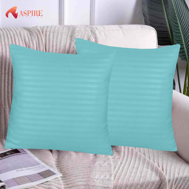 MINT SATIN STRIPE CUSHION COVER (PACK OF 2)