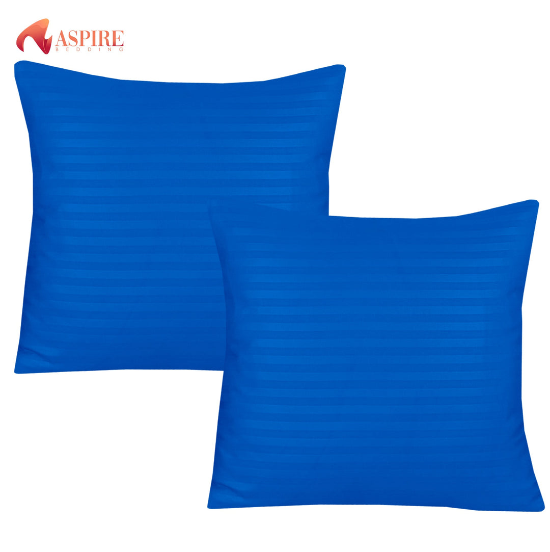 BLUE SATIN STRIPE CUSHION COVER (PACK OF 2)