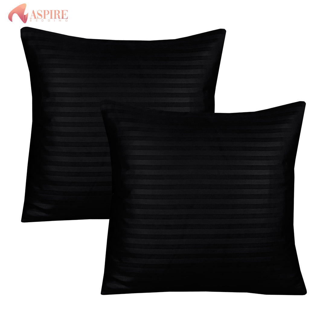 BLACK SATIN STRIPE CUSHION COVER (PACK OF 2)