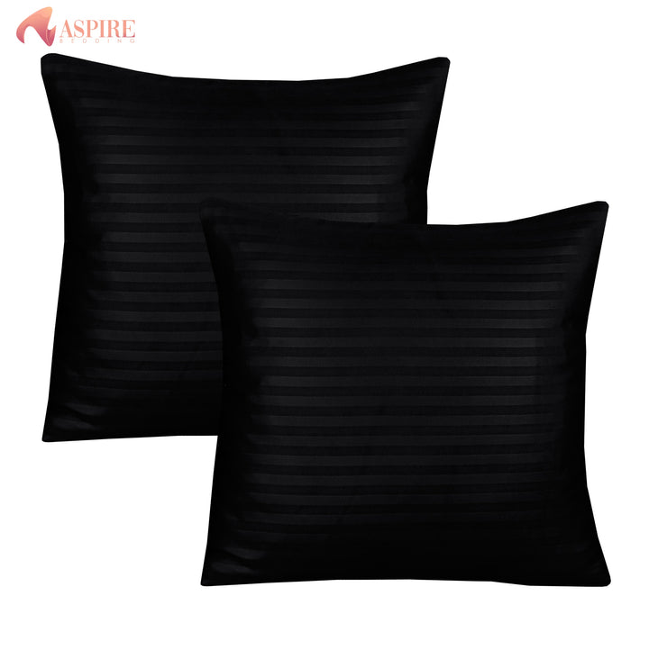 BLACK SATIN STRIPE CUSHION COVER (PACK OF 2)