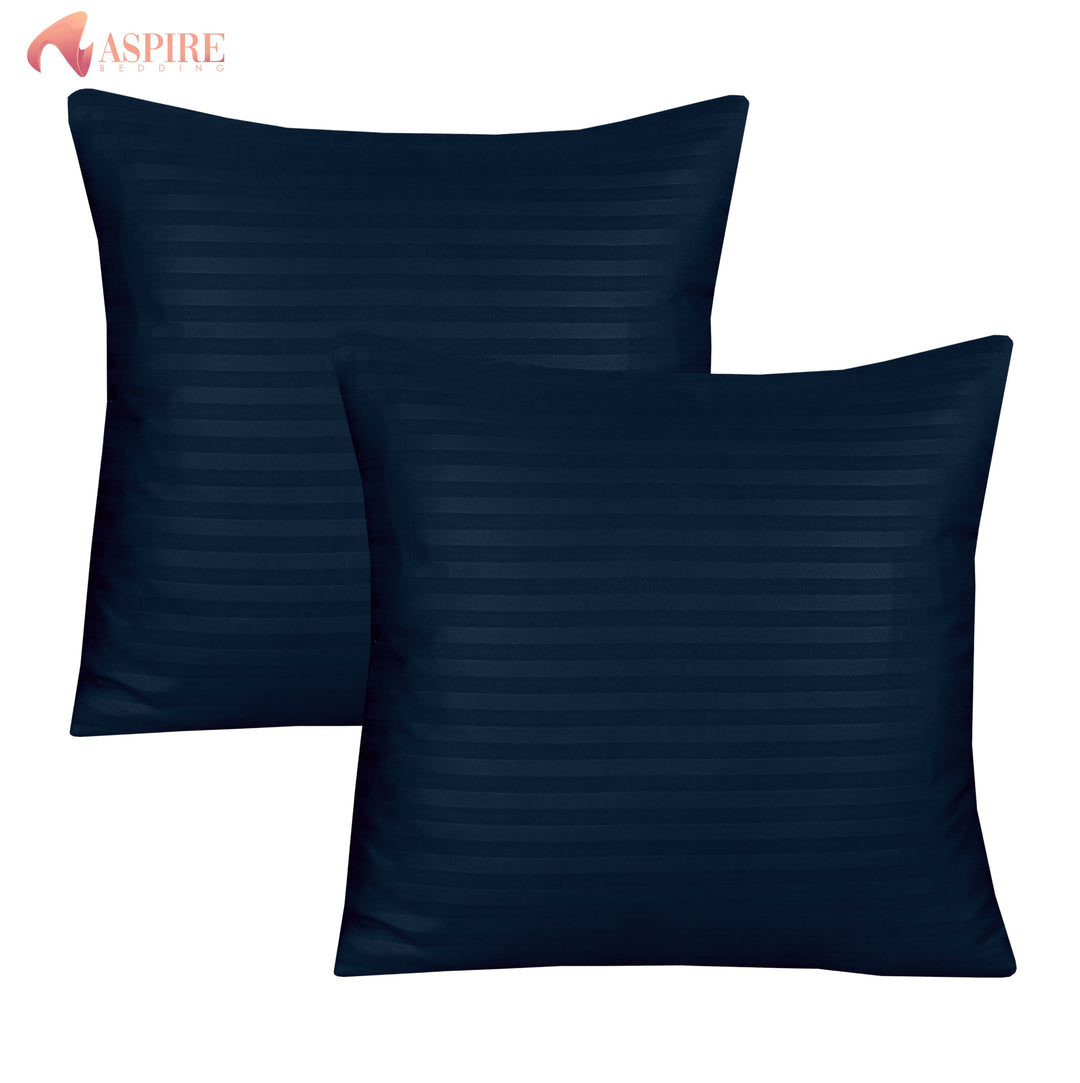 NAVY SATIN STRIPE CUSHION COVER (PACK OF 2)