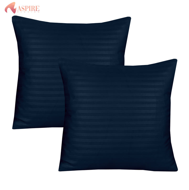 NAVY SATIN STRIPE CUSHION COVER (PACK OF 2)